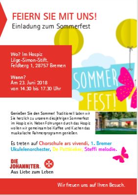 Plakat Sommerfest Hospiz Lilge-Simon-Stift